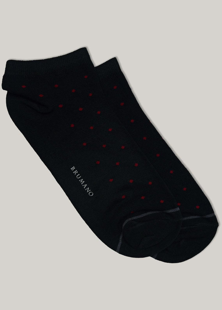 Brumano Cotton Socks Black Polka Dot Cotton Ankle