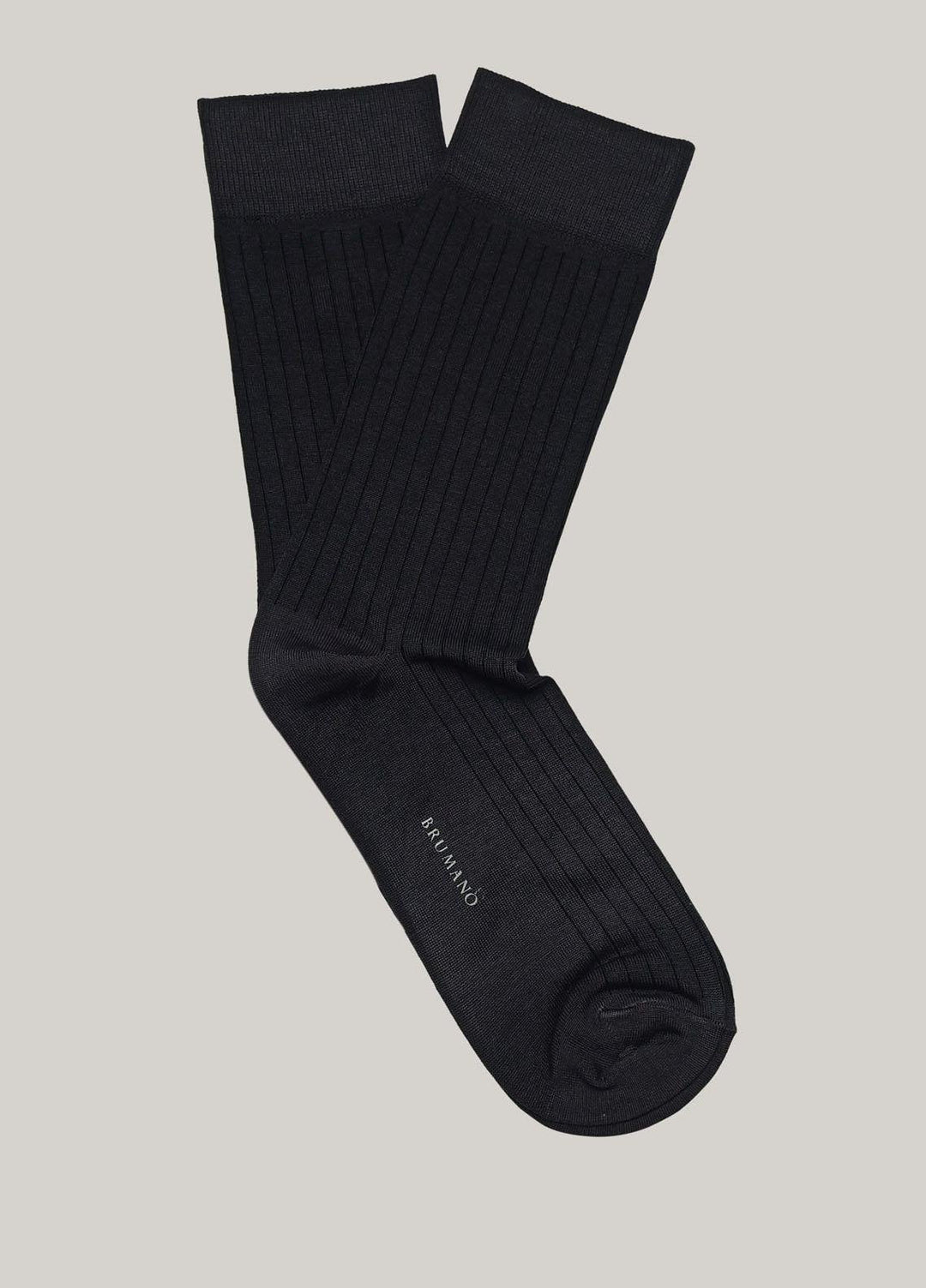 Brumano Cotton Socks Grey Ribbed Mercerized