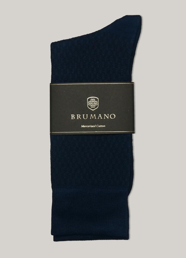 Brumano Cotton Socks Navy Blue Textured Mercerized