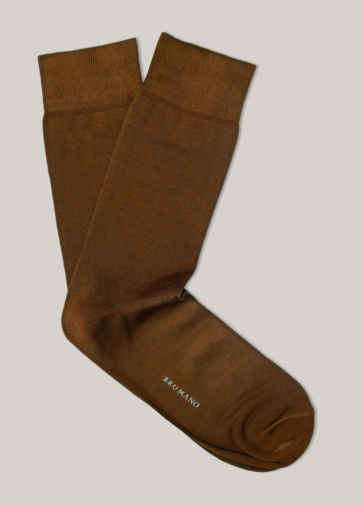 Brumano Cotton Socks Cedar Brown Cut Flower Mercerized