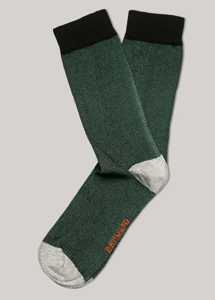 Brumano Cotton Socks Green & Black Dobby Cotton