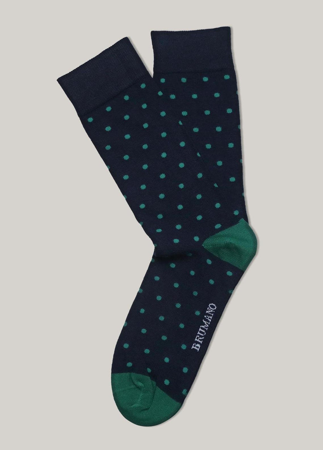 Brumano Cotton Socks Navy & Green Polka Dot Cotton