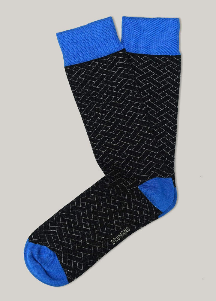Brumano Cotton Socks Black & Royal Blue Cotton