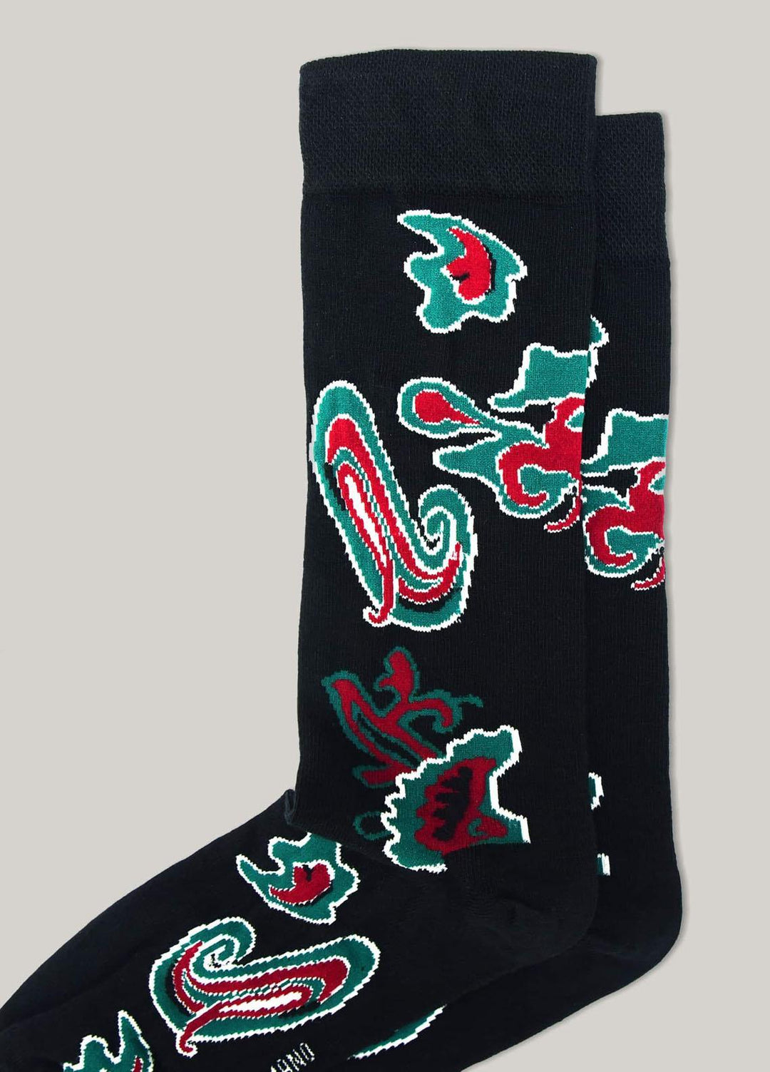 Brumano Cotton Socks Black Paisley Patterned Cotton