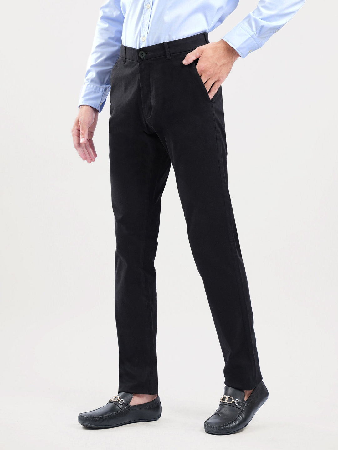 Brumano Mens Pants RTW Solids Cotton Black Casual Collection