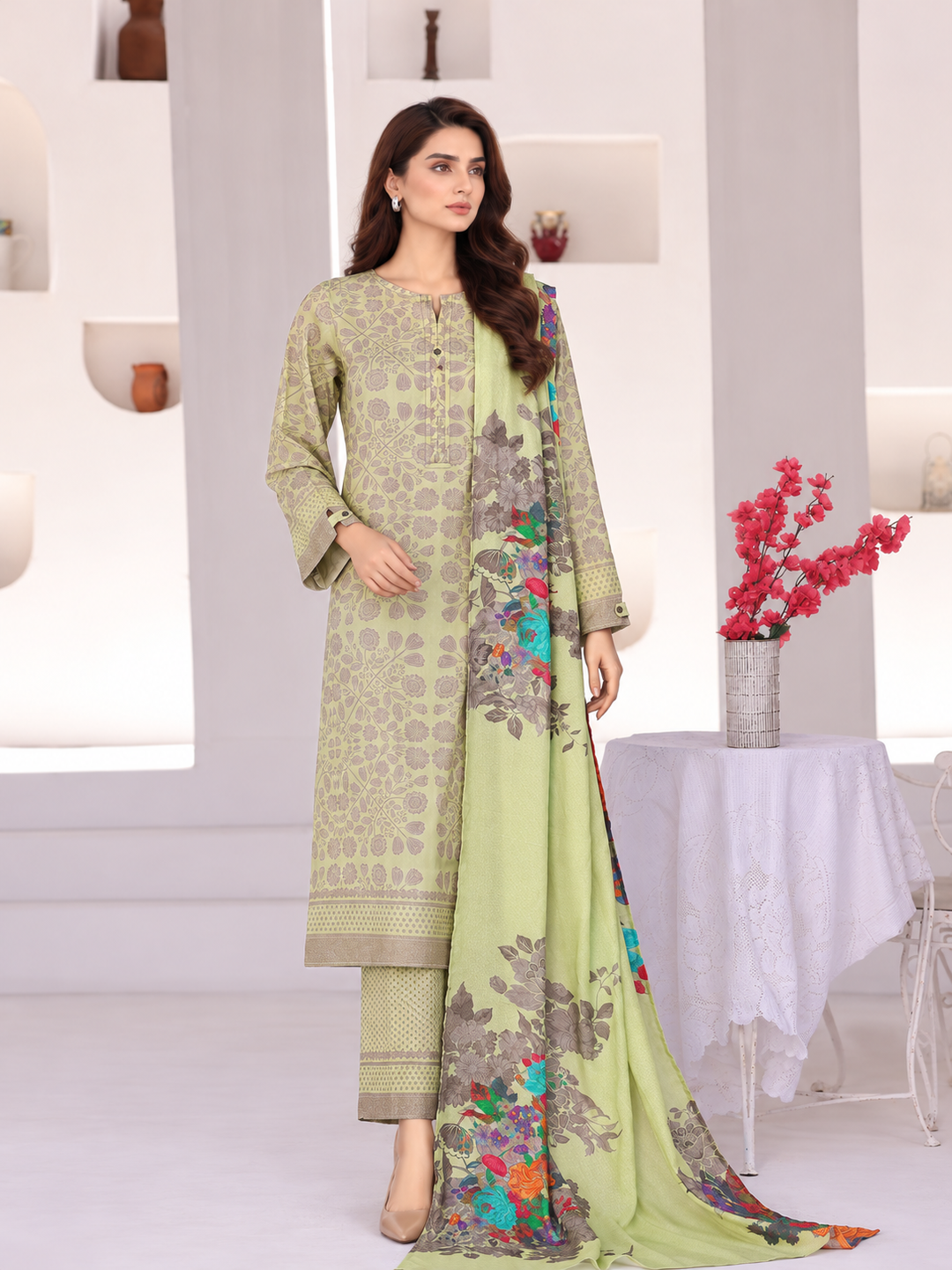 Hz Textiles Unstitched Printed Viscose Linen 3 Piece Suit HZ26ULW LW-5053 - Winter Collection