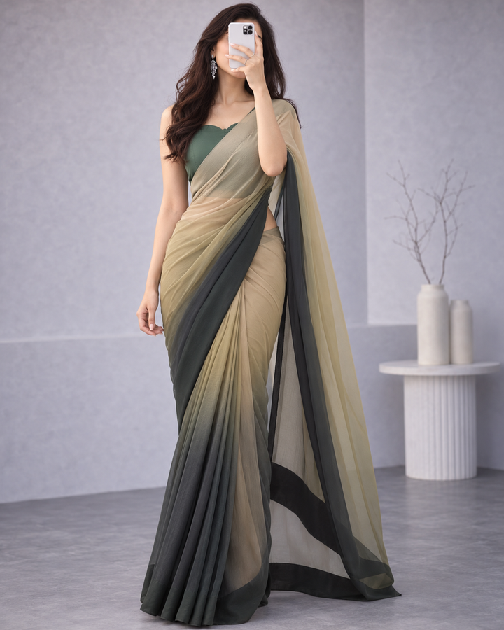 Imran Aftab RTW Printed Chiffon Saree IASC 23 - Festive Collection