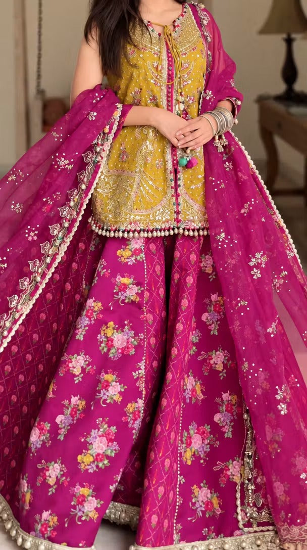 Neoma by Republic WomensWear Unstitched Embroidered Organza 3 Piece Suit RW26UNW D-03 KHAWAB - Wedding Collection