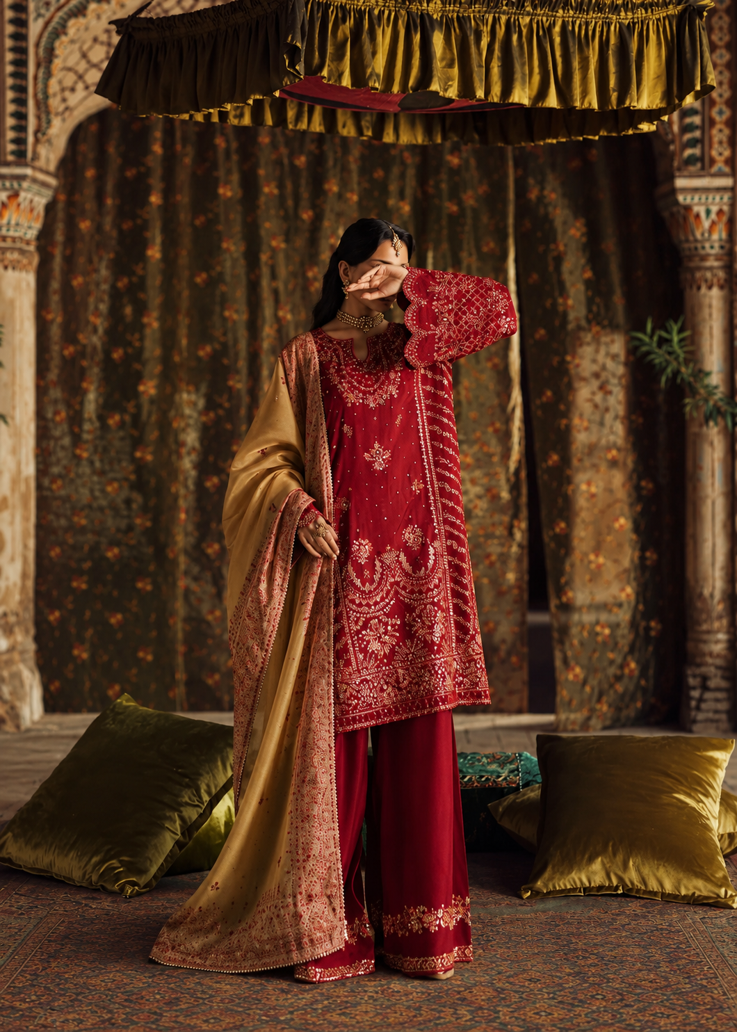Rekha by Casualite RTW Embroidered Viscose Silk 3 Piece Suit CL26RVR Raila - Festive Collection