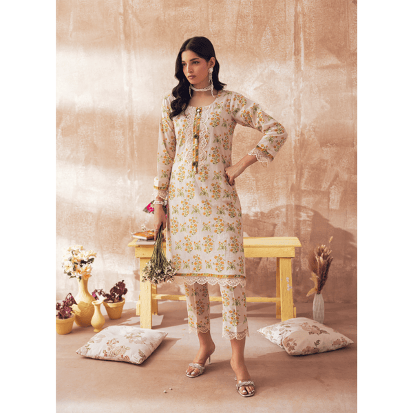 Liyana by Mashra RTW Printed Lawn 2 Piece Suit Camel Casual Collection