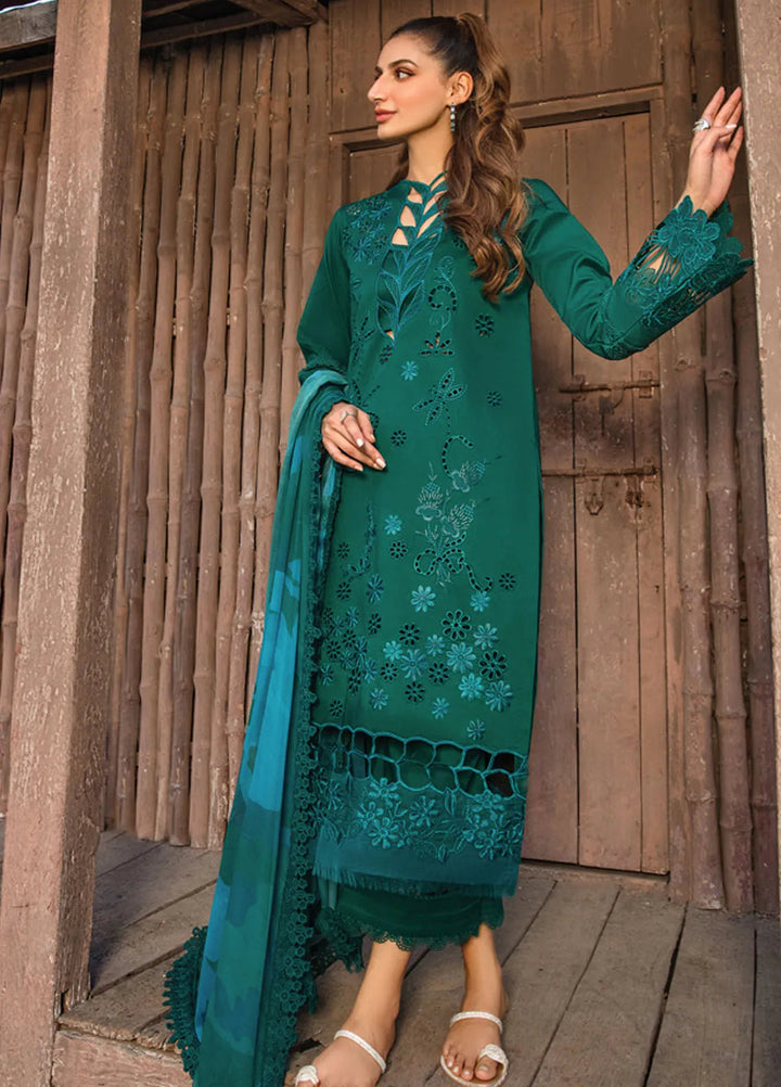 Carnation By Rang Rasiya Embroidered Lawn Suit Unstitched 3 Piece RR24CF D-13 Jade - Summer Collection