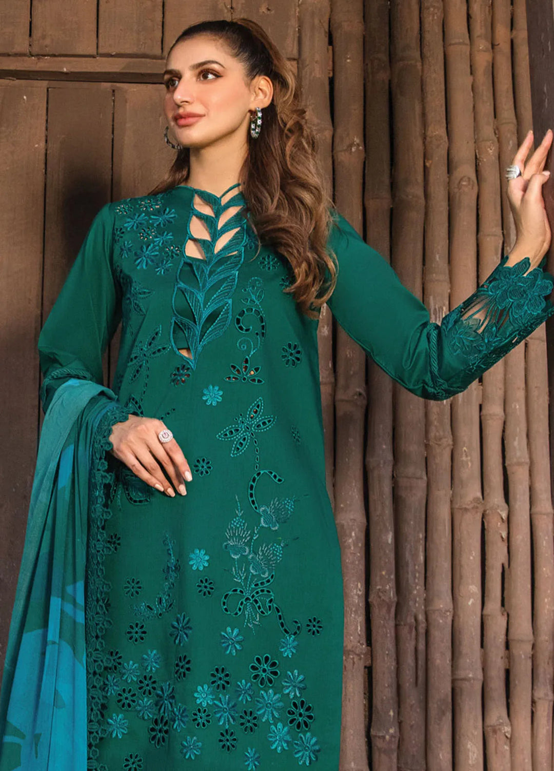 Carnation By Rang Rasiya Embroidered Lawn Suit Unstitched 3 Piece RR24CF D-13 Jade - Summer Collection