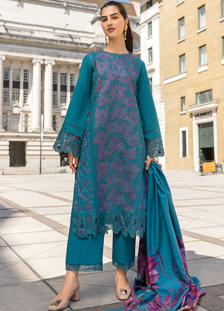 Carnation By Rang Rasiya Embroidered Organza Suit Unstitched 3 Piece RR24CE D-01 Ella - Winter Collection