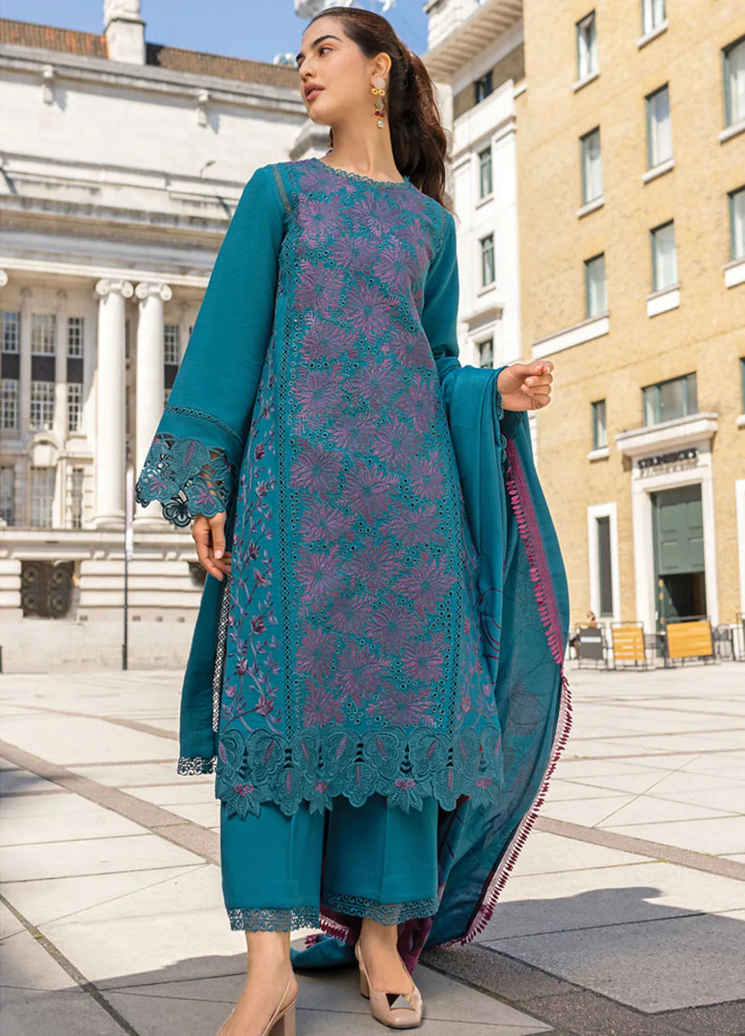 Carnation By Rang Rasiya Embroidered Organza Suit Unstitched 3 Piece RR24CE D-01 Ella - Winter Collection