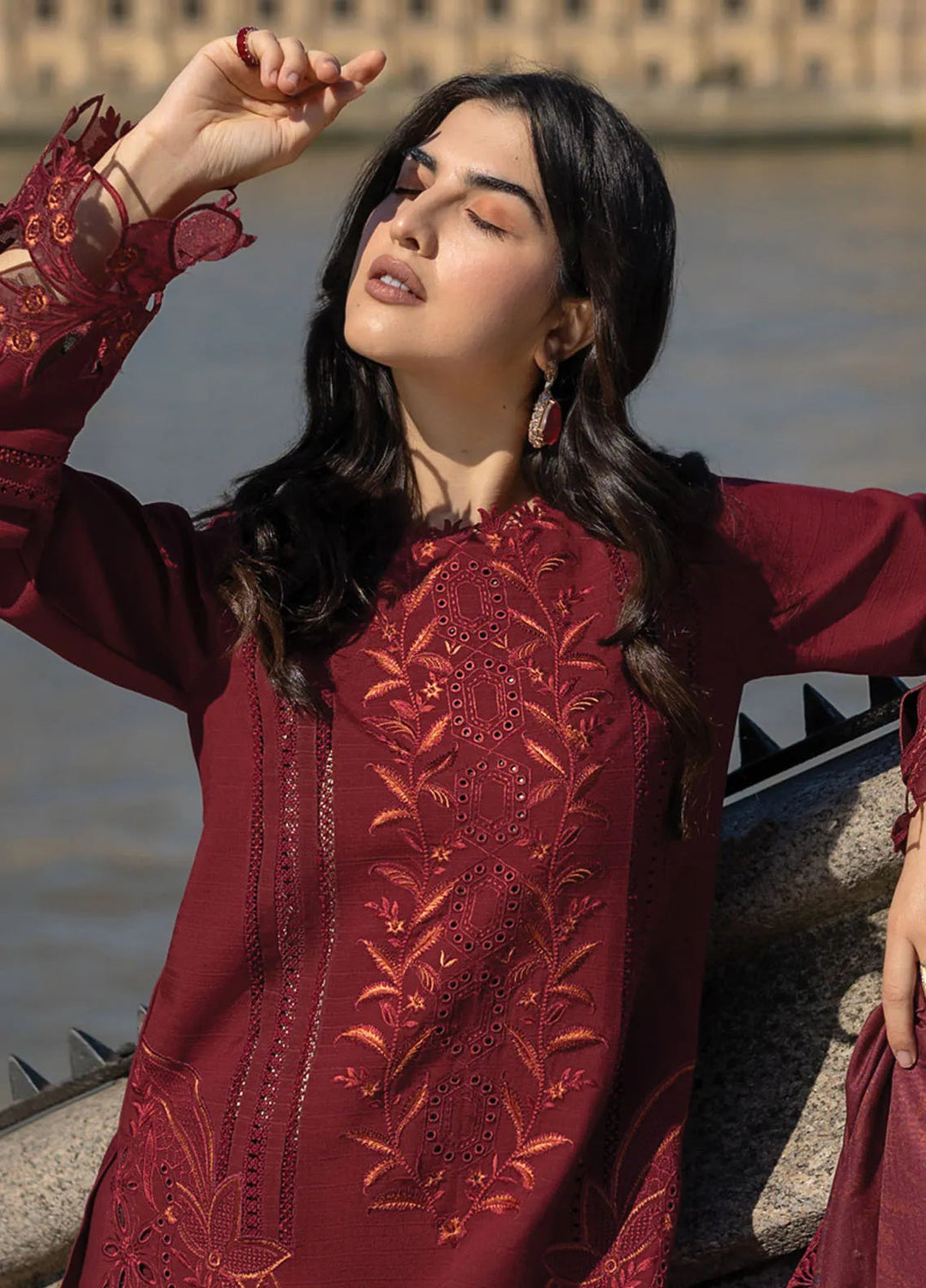 Carnation By Rang Rasiya Embroidered Slub Suit Unstitched 3 Piece RR24CE D-08 Audrey - Winter Collection