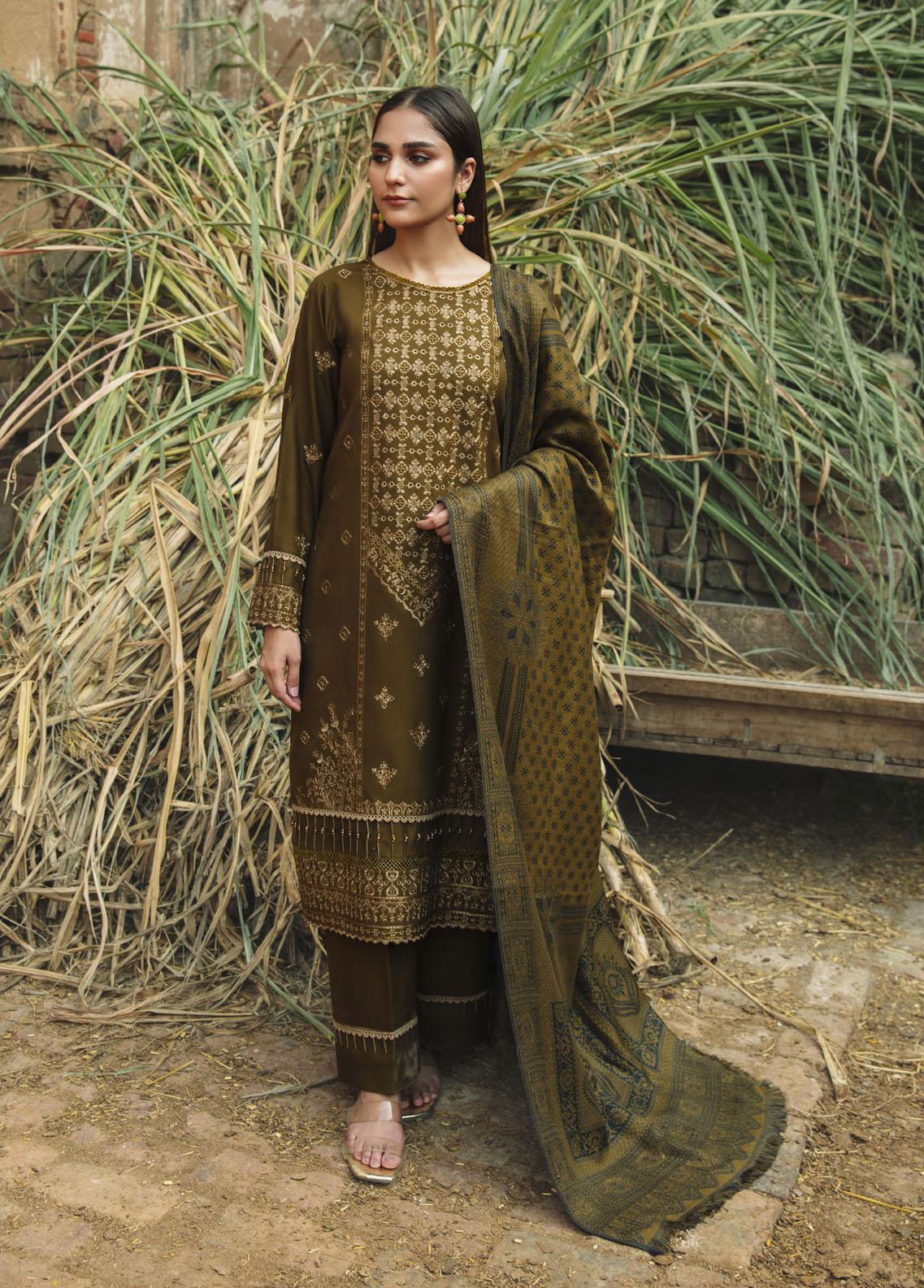 Carvaan By Humdum Embroidered Woolen Suits Unstitched 3 Piece HD23WS 07 ...