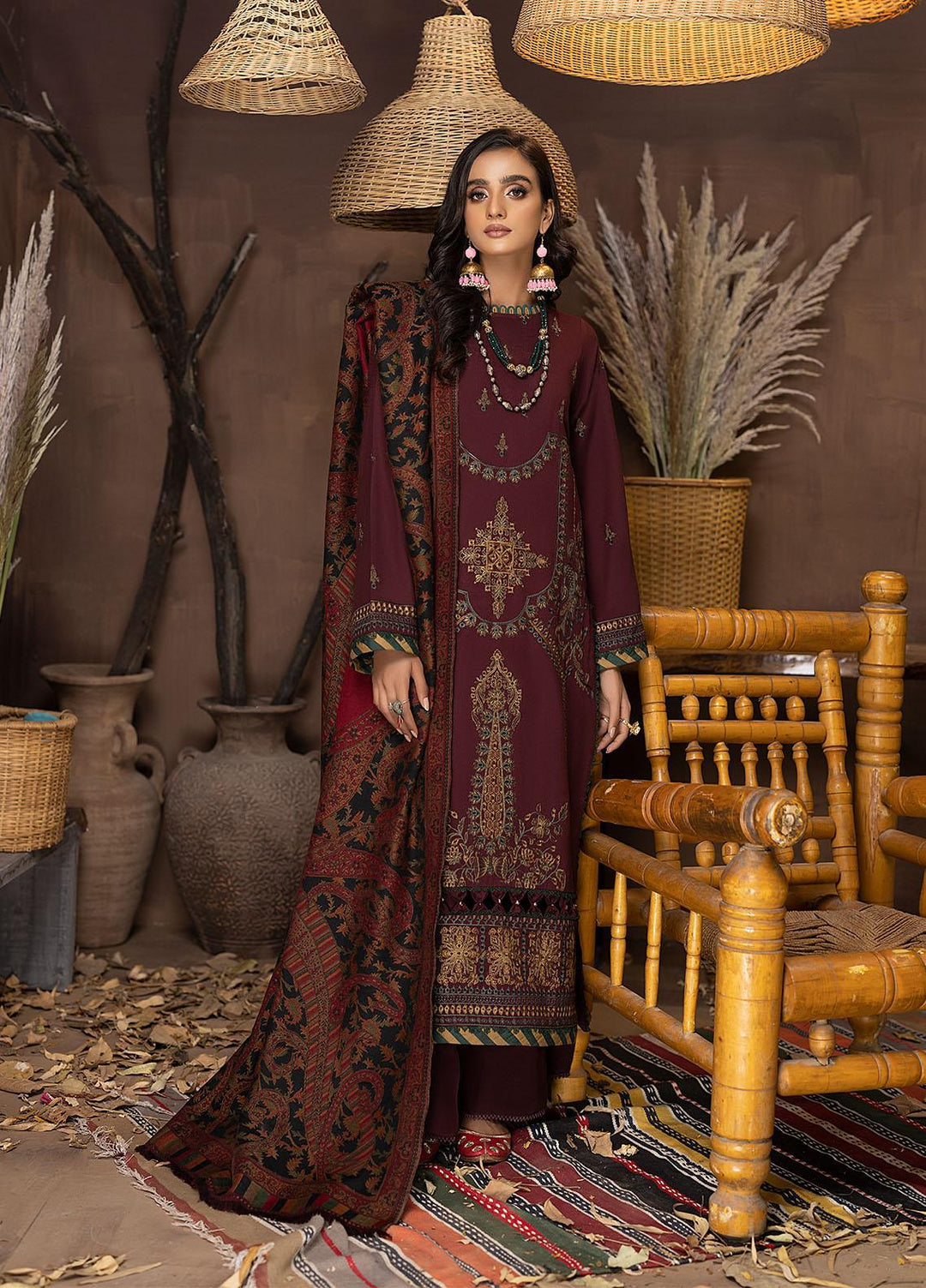 Humdum Collection Carvaan By Humdum Embroidered Woolen Suits Unstitched 3 Piece HD22C 01 ...