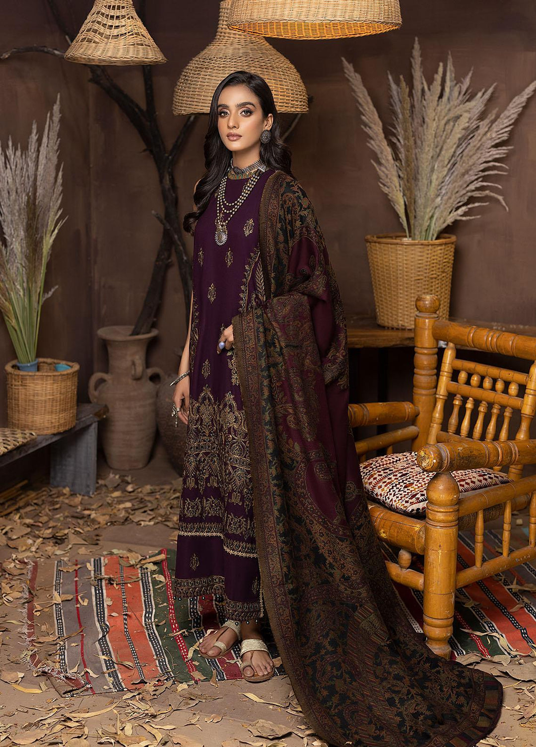 Carvaan By Humdum Embroidered Woolen Suits Unstitched 3 Piece HD22C 05 - Winter Collection