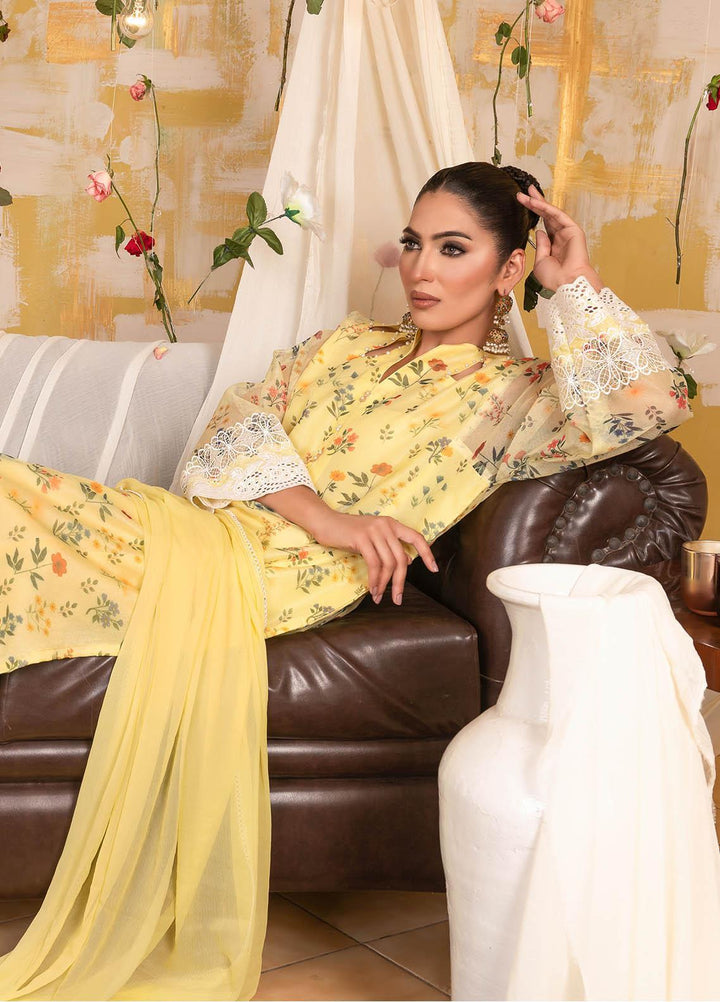 Celebration By House of Vasli Embroidered Organza Suits Unstitched 4 Piece HOV23C LA23009 SUN SHINE - Summer Collection