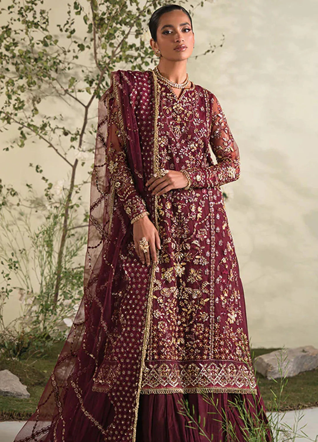 Celeste by Saffron Embroidered Net Suits Unstitched 3 Piece SFR24C Rosette - Festive Collection