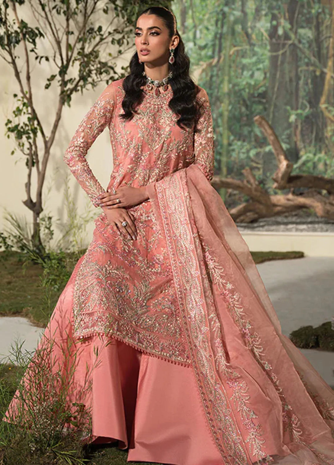 Celeste by Saffron Embroidered Organza Suits Unstitched 3 Piece SFR24C Nousha - Festive Collection