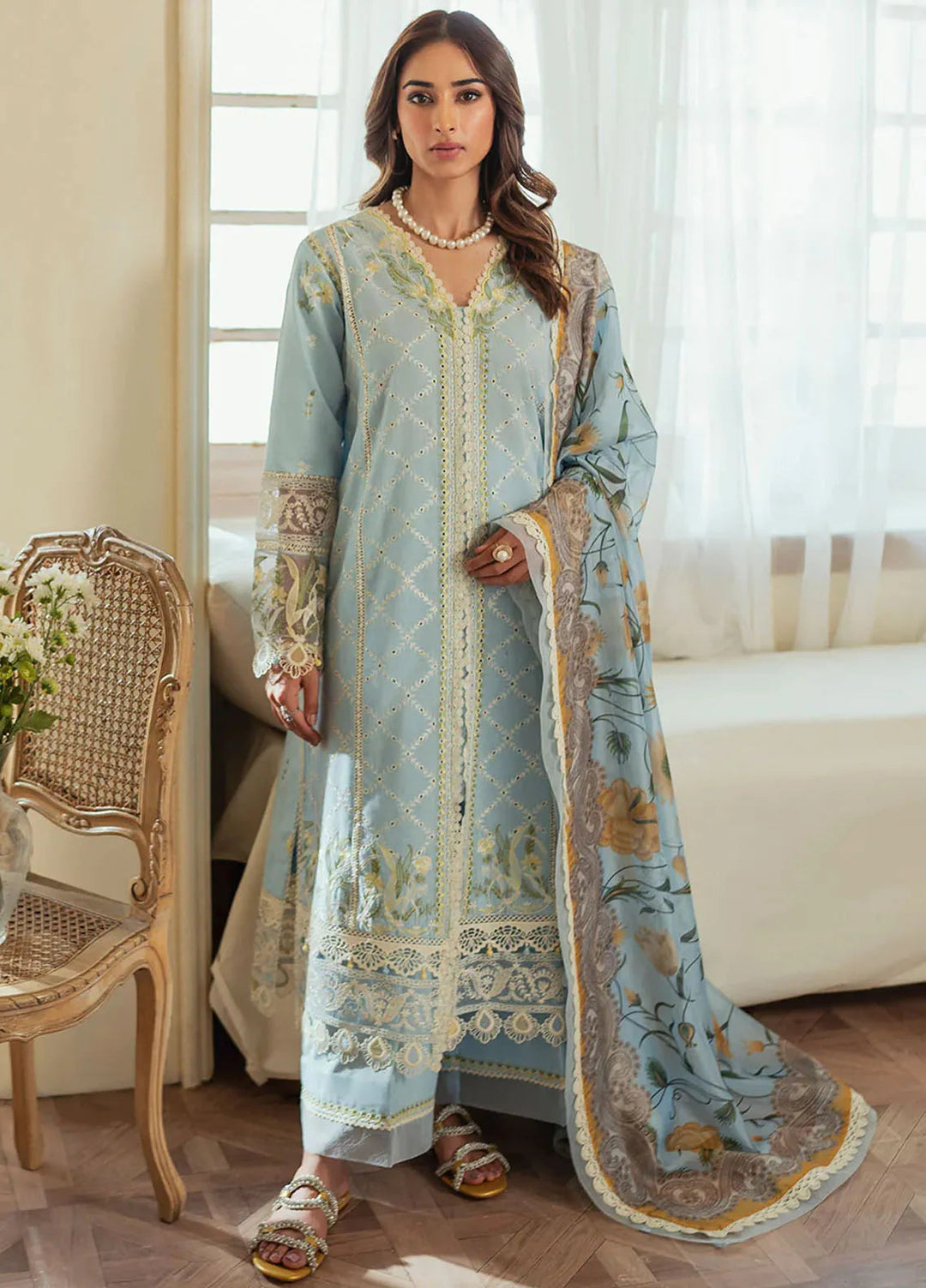 Celine By Faiza Faisal Embroidered Lawn Suit Unstitched 3 Piece FFX24E Rida - Summer Collection