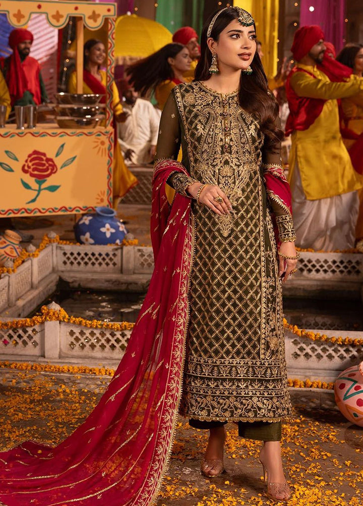 Chamak Damak by Asim Jofa Embroidered Chiffon Suits Unstitched 3 Piece AJ24CD AJCD-27 - Festive Collection