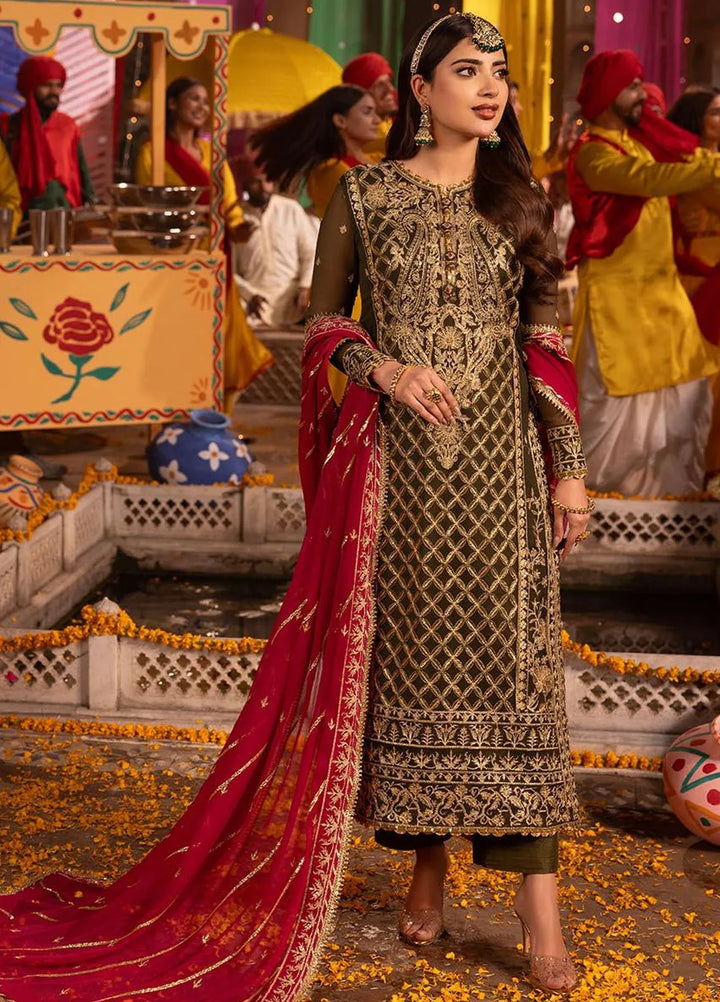 Chamak Damak by Asim Jofa Embroidered Chiffon Unstitched Suit 3 Piece AJ24CD AJCD-27 - Festive Collection