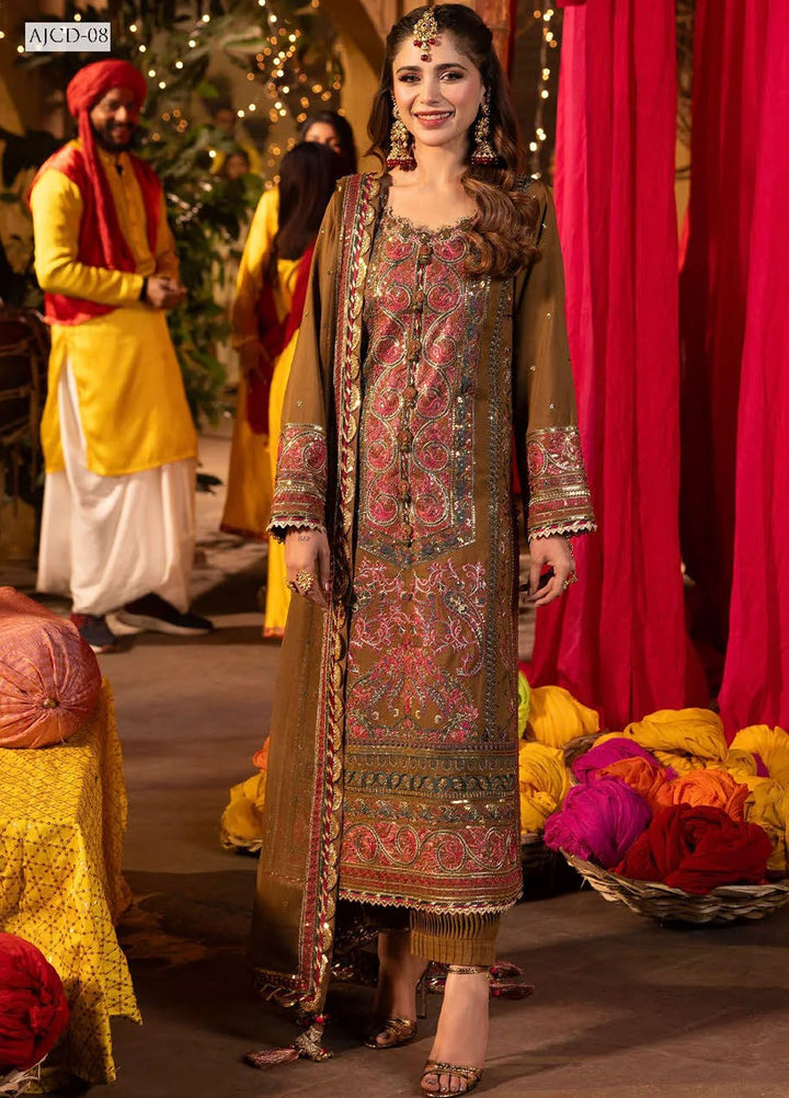 Chamak Damak by Asim Jofa Embroidered Silk Suits Unstitched 3 Piece AJ24CD AJCD-08 - Festive Collection