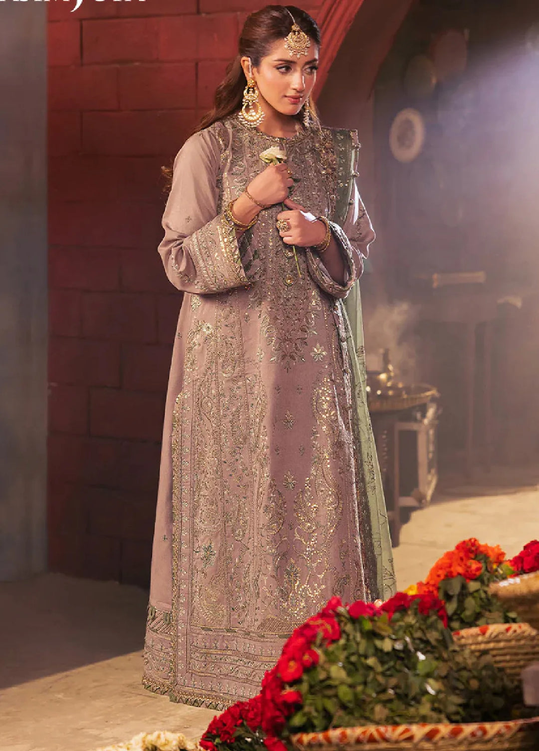 Chamkeeli By Asim Jofa Embroidered Silk Suit Unstitched 3 Piece AJ24CF AJKK-08 - Festive Collection