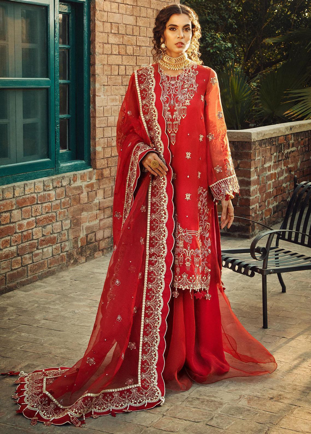 Chandni By Surmai Embroidered Organza Suits Unstitched 3 Piece SUR21C SWC-01 Laal Ishq - Wedding Collection