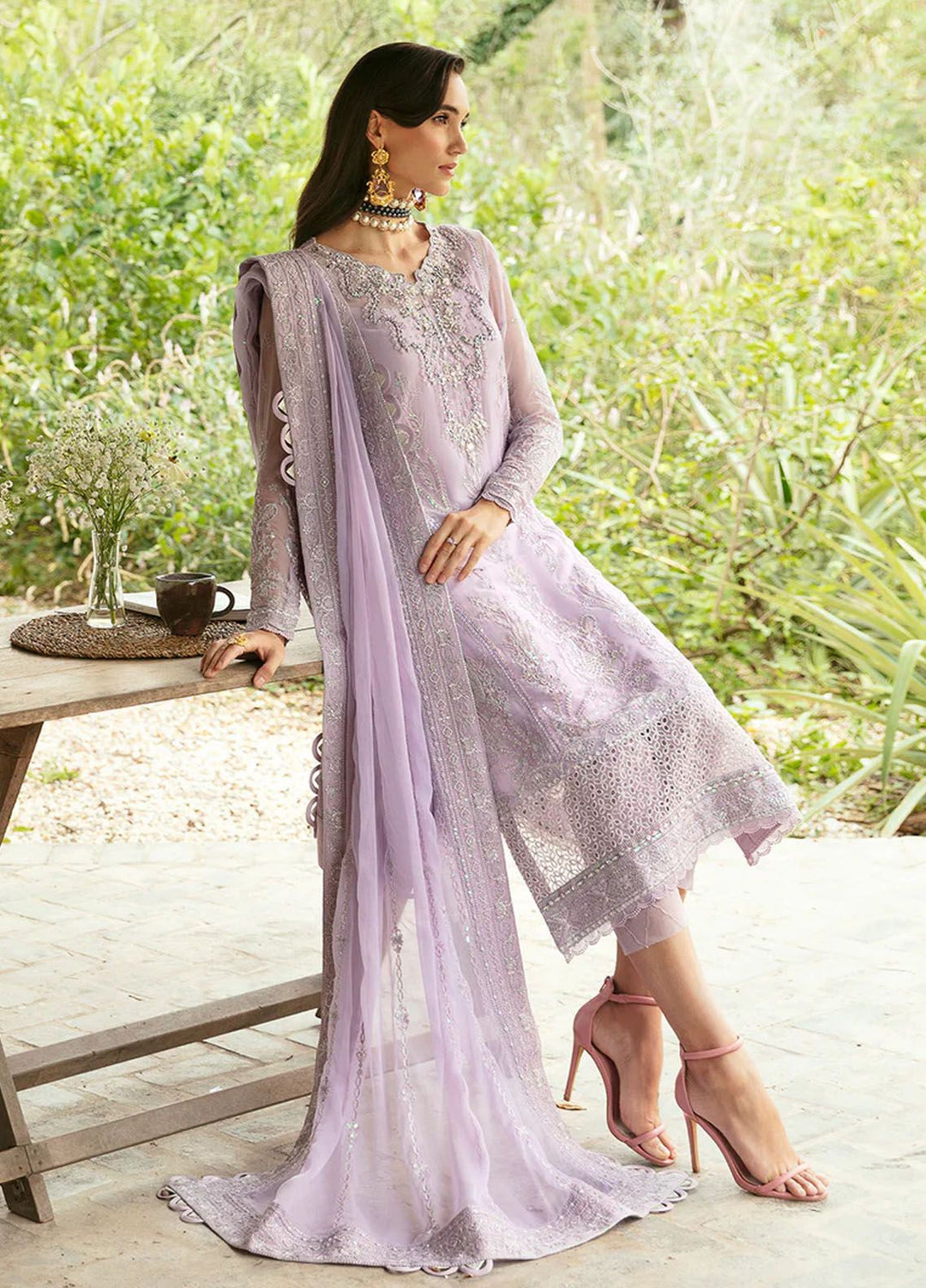 Chant D lAmour by Gulaal Embroidered Chiffon Suits Unstitched 4 Piece GL24CD D-07 Viola - Luxury Collection