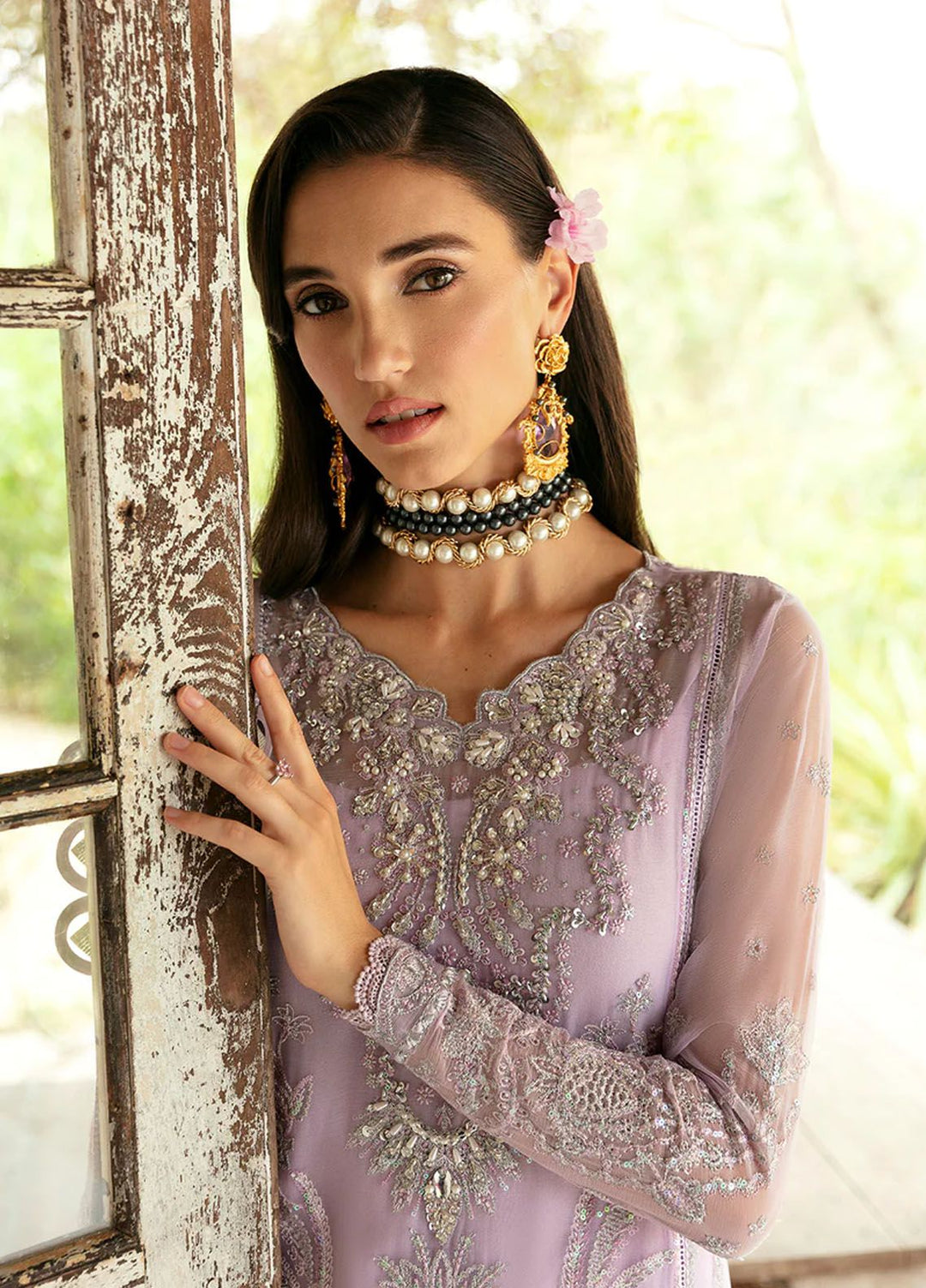 Chant D lAmour by Gulaal Embroidered Chiffon Suits Unstitched 4 Piece GL24CD D-07 Viola - Luxury Collection