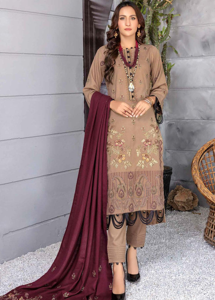 Chantilly De Lace By Aalaya Embroidered Dhanak Suits Unstitched 3 Piece ALY22CDL-V2 D-02 - Winter Collection