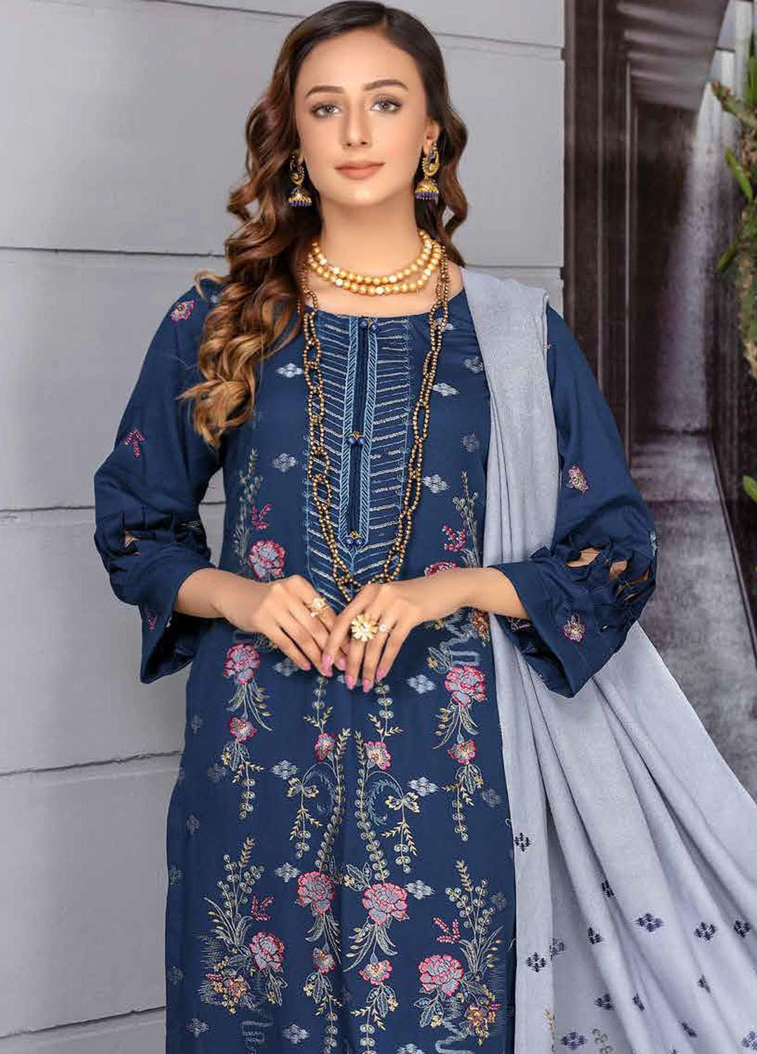Chantilly De Lace By Aalaya Embroidered Dhanak Suits Unstitched 3 Piece ALY22CDL-V2 D-03 - Winter Collection