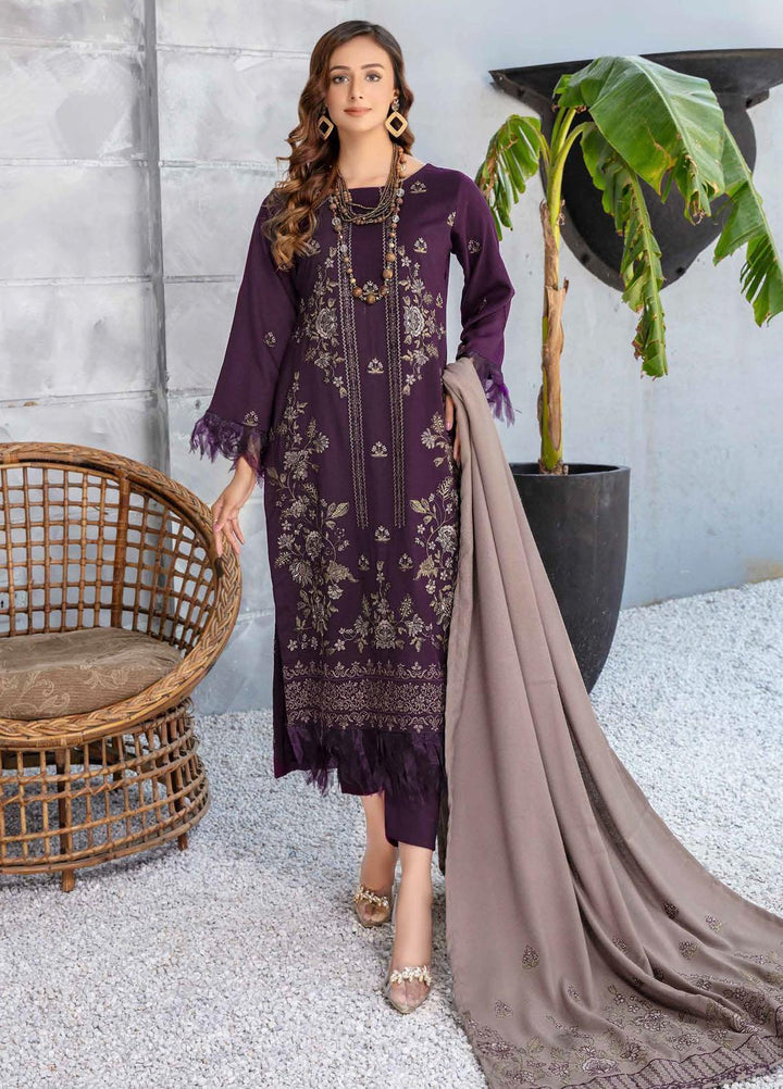 Chantilly De Lace By Aalaya Embroidered Dhanak Suits Unstitched 3 Piece ALY22CDL-V2 D-07 - Winter Collection