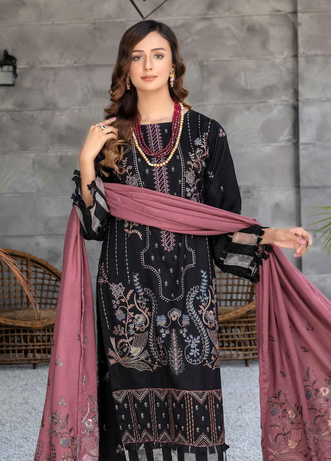 Chantilly De Lace By Aalaya Embroidered Dhanak Suits Unstitched 3 Piece ALY22CDL-V2 D-09 - Winter Collection