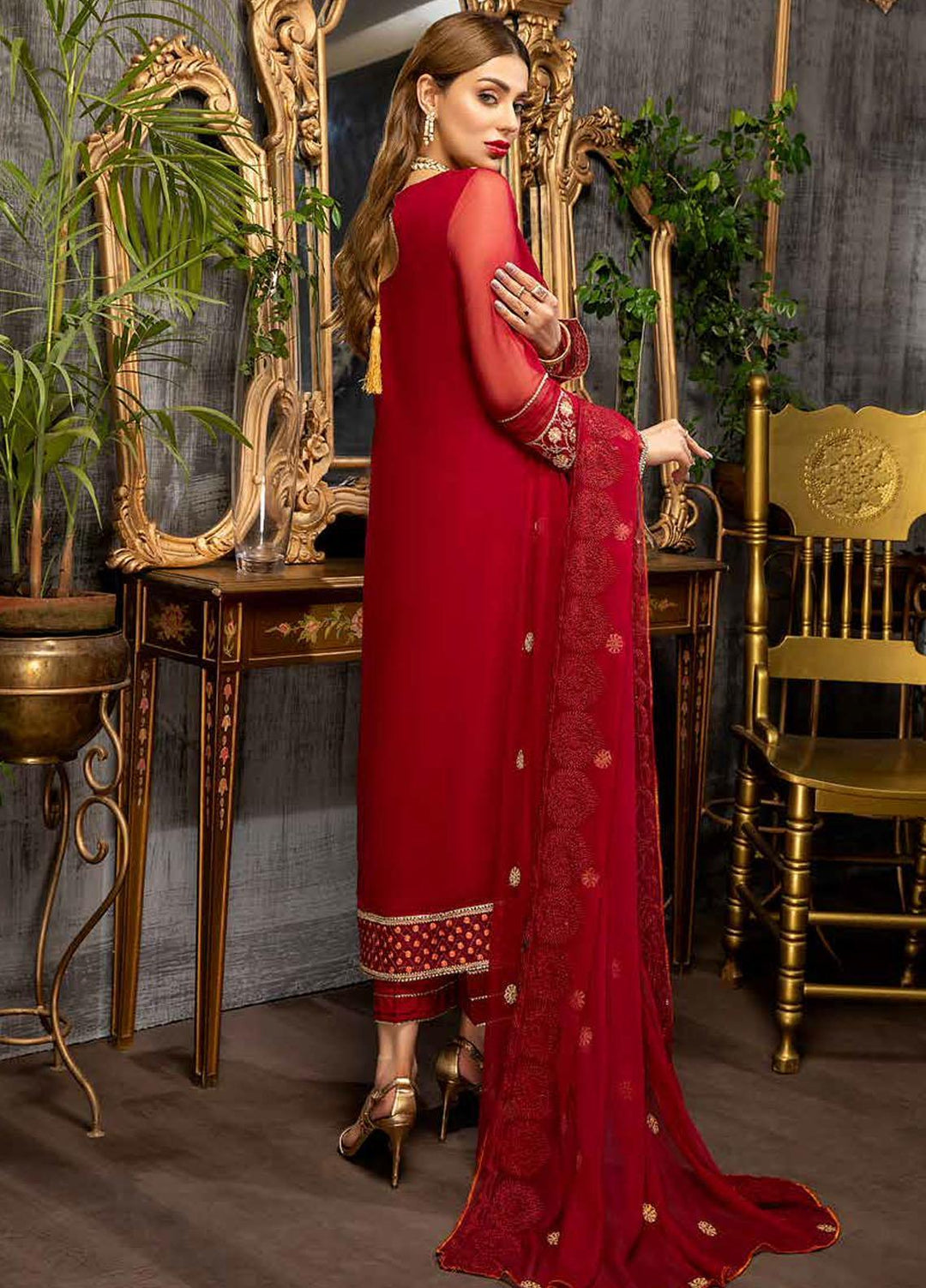 Charizma Embroidered Chiffon Suits Unstitched 3 Piece CRZ21AE CAL-007 - Luxury Collection