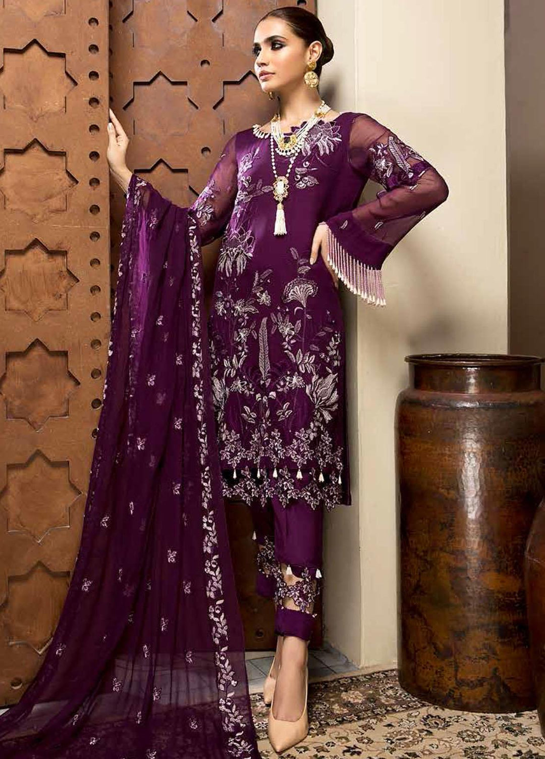 Charizma Embroidered Chiffon Suits Unstitched 3 Piece CRZ21-C6 CHM-41 - Festive Collection