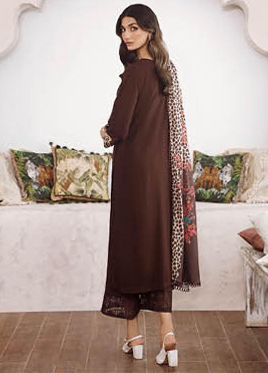 Charizma Embroidered Leather Peach Suits Unstitched 3 Piece CRZ23PS PS3-01 - Winter Collection
