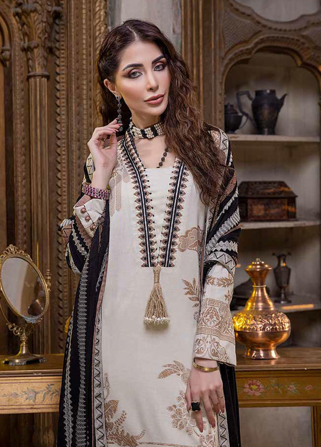 Charizma Embroidered  Leather Jacquard Suits Unstitched 3 Piece CRZ21LJ CLJ-11 - Winter Collection