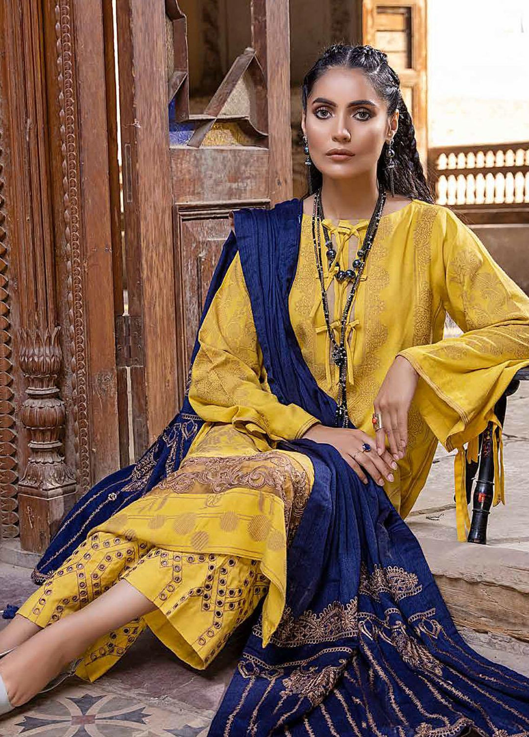 Charizma Embroidered  Leather Jacquard Suits Unstitched 3 Piece CRZ21LJ CLJ-14 - Winter Collection