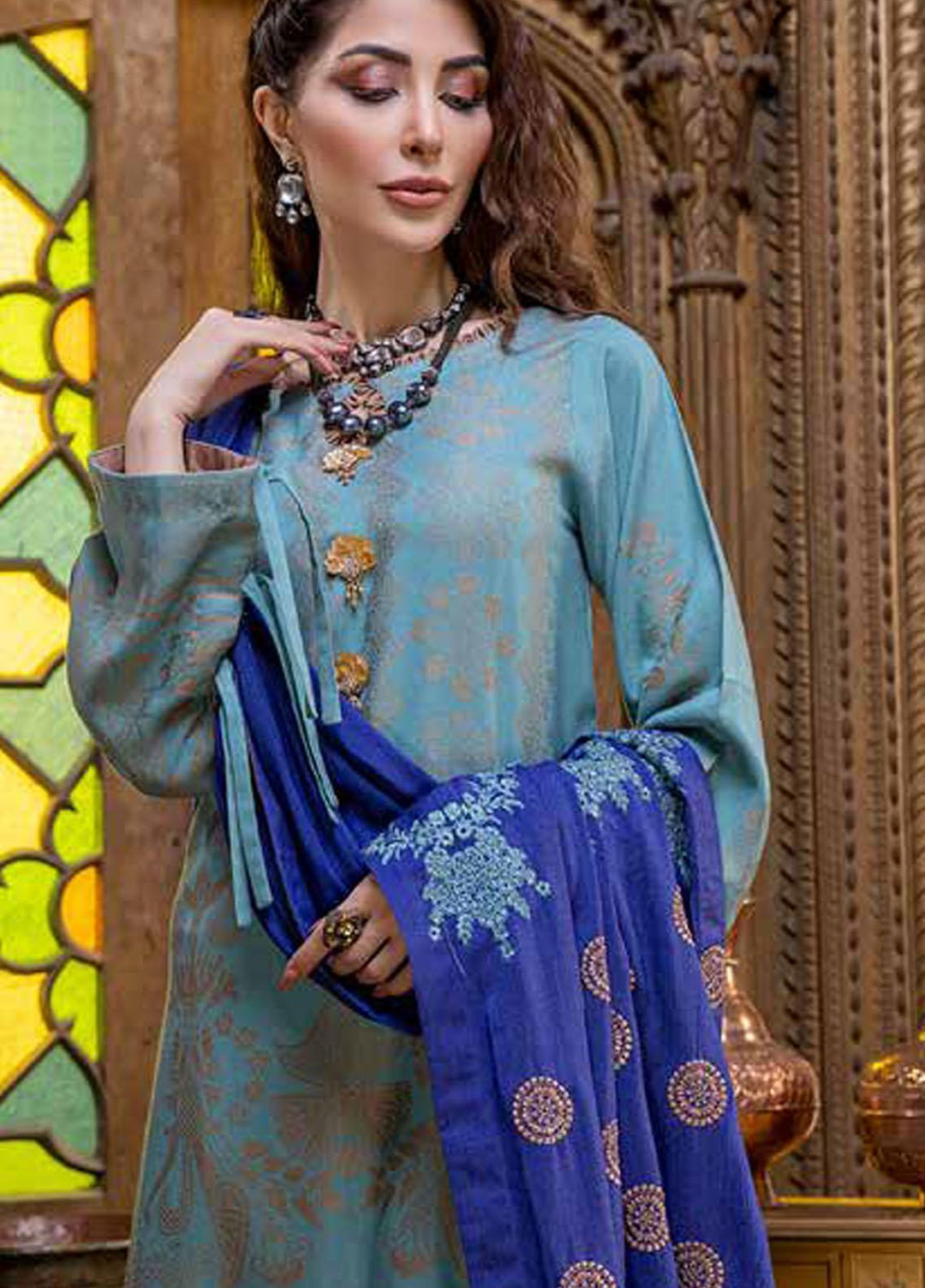 Charizma Embroidered  Leather Jacquard Suits Unstitched 3 Piece CRZ21LJ CLJ-18 - Winter Collection
