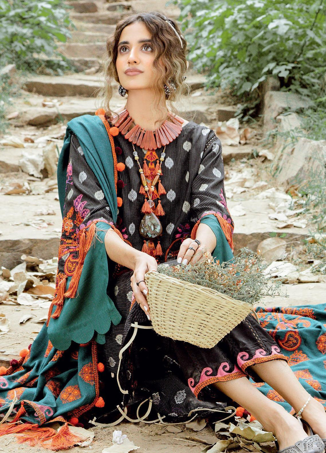 Charizma Embroidered Missouri Jacquard Suits Unstitched 3 Piece CRZ21MK MSK-13 EMERALD GLADE - Winter Collection