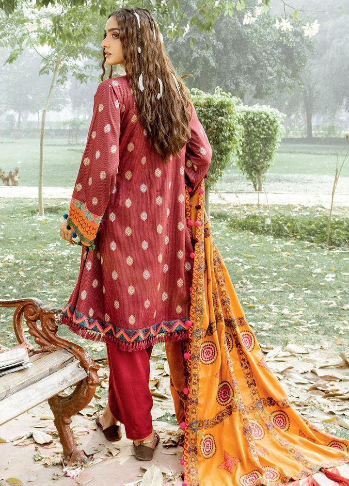 Charizma Embroidered Missouri Jacquard Suits Unstitched 3 Piece CRZ21MK MSK-15 FLERY RED - Winter Collection
