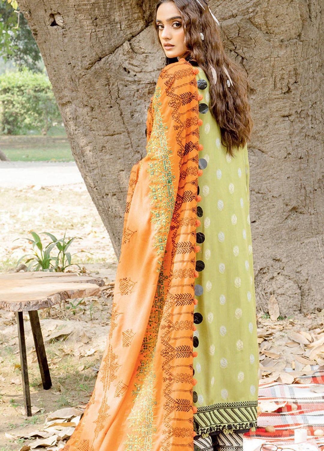 Charizma Embroidered Missouri Jacquard Suits Unstitched 3 Piece CRZ21MK MSK-17 MOSS GREEN - Winter Collection