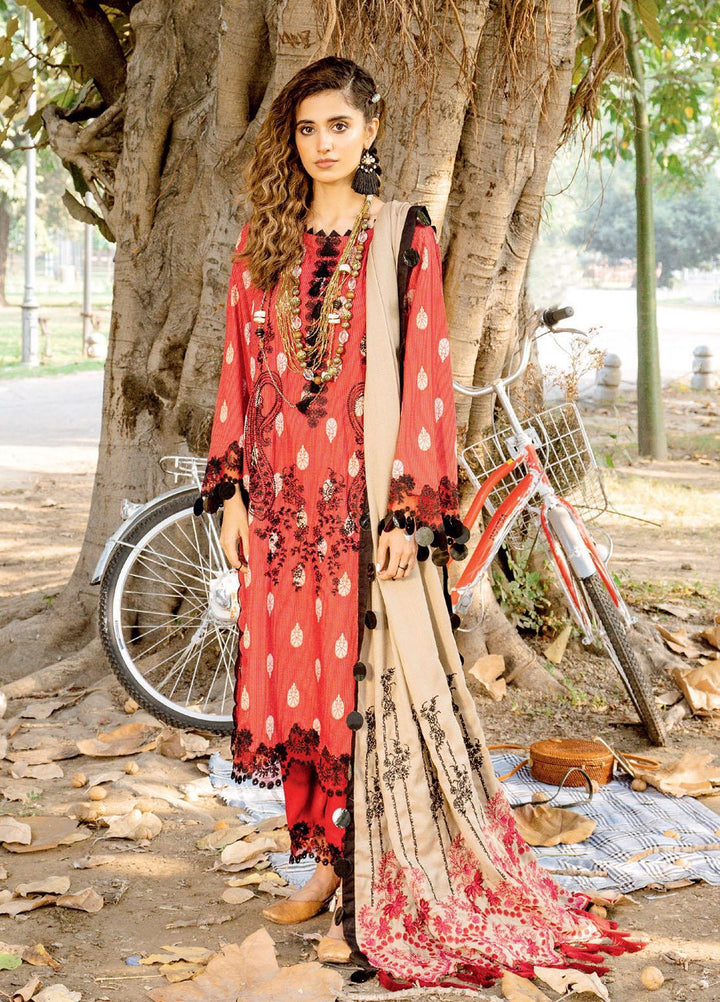Charizma Embroidered Missouri Jacquard Suits Unstitched 3 Piece CRZ21MK MSK-20 RUBY SCARLET - Winter Collection