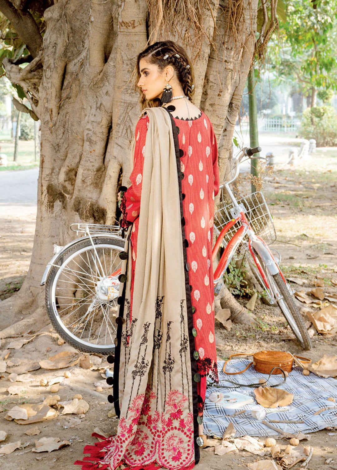Charizma Embroidered Missouri Jacquard Suits Unstitched 3 Piece CRZ21MK MSK-20 RUBY SCARLET - Winter Collection