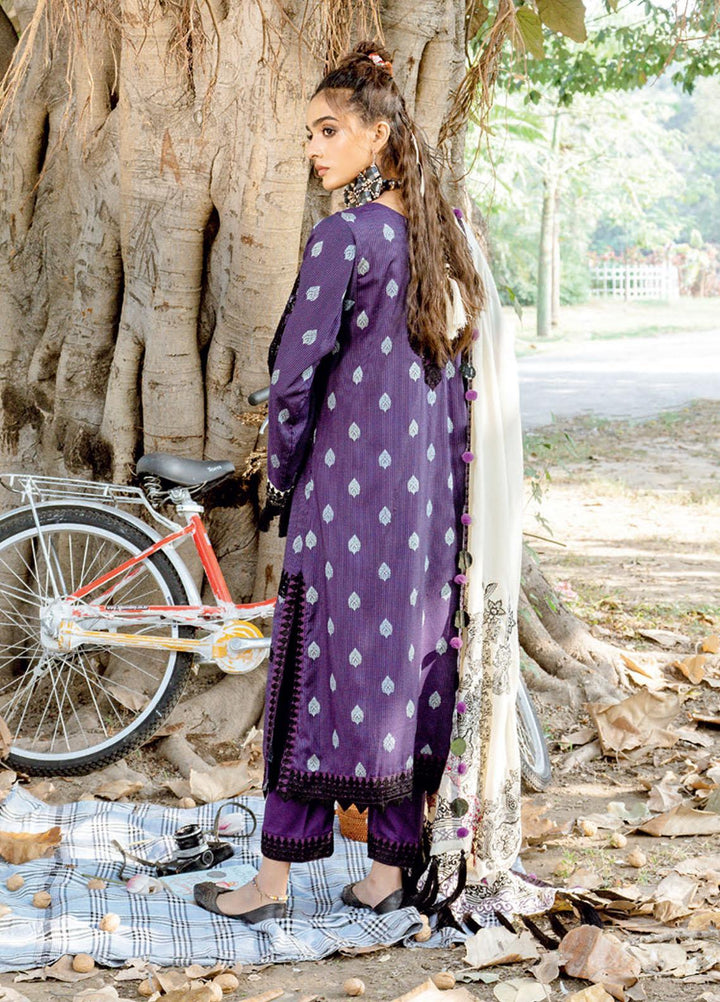 Charizma Embroidered Missouri Jacquard Suits Unstitched 3 Piece CRZ21MK MSK-21 MULBEERY BRUST - Winter Collection