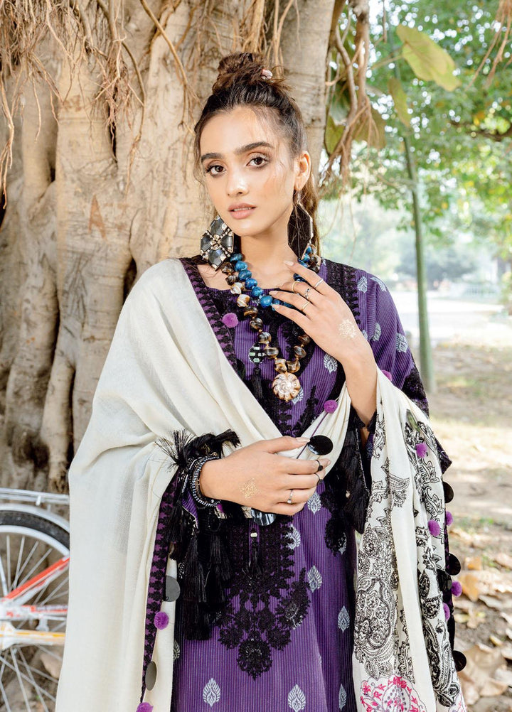 Charizma Embroidered Missouri Jacquard Suits Unstitched 3 Piece CRZ21MK MSK-21 MULBEERY BRUST - Winter Collection